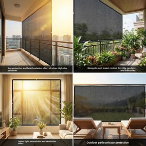 Voile d'ombrage pour balcon, écran <span class=keywords><strong>de</strong></span> confidentialité, filet pare-soleil ; 200g/m² HDPE tricoté warp-knit à filaments plats, bords ourlés, boucles <span class=keywords><strong>de</strong></span> fixation ; Filet d'ombrage - Product Image 3