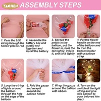 YACHEN Fournitures pour fête de la Saint-Valentin pour les mères Cadeau Ballons Bobo transparents en forme de cœur avec lumière LED et fleur de rose