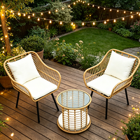 Ensemble de table et chaises de jardin trois pièces en bambou double, personnalisé pour l'exportation, fabriqué en Chine, emballage inclus