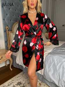 Chemise de nuit en soie pour femmes, cardigan, vêtements de nuit pour femmes, pyjama sexy grande taille, vêtements de détente pour femmes, ensembles de luxe - Product Image 5