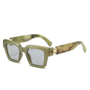 2024 nouvelle haute qualité mode marbre rayure carré pc cadre lunettes de soleil unisexe uv400 lunettes de soleil femmes hommes