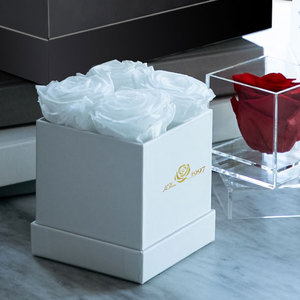 Hfloral San Valentín Madre Navidad Cumpleaños Aniversario Regalo Color dorado Eternal Rose Red Square Rosas preservadas Flores en caja - Product Image 2