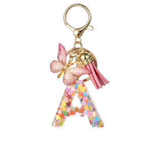 Hàn Quốc Phong Cách Acrylic Ảnh Kỹ Thuật Số <span class=keywords><strong>Keychain</strong></span> A-Z Chữ Hồng Trái Tim Bướm Chéo/Sao Mặt Dây Chuyền Anime Carabiner Phong Cách Cho Các Phím - Product Image 6