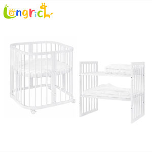 Cuna Musical Convertible 3 en 1 de Madera Natural, Cunas Redondas y Ovaladas para Bebés y Niños, Artículos para Bebés - Product Image 3