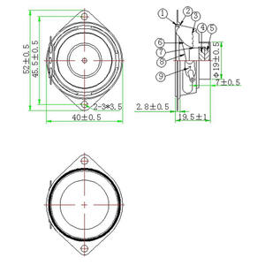 Altoparlante LS40N-26-R4 4Ohm 3W 1.5 Pollici con <span class=keywords><strong>2</strong></span> Fori di Montaggio, Bordo in PU, Gamma Completa 84dB, 3.46V - Product Image 3