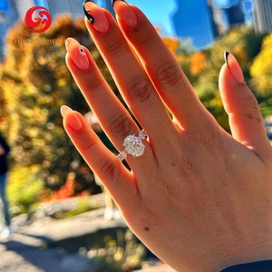 Custom 10k 14k 18k oro massiccio taglio ovale banda 1ct-5ct CVD HPHT Lab sviluppato diamante per le donne uomini anello gioielli di fidanzamento - Product Image 5