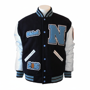 แจ็คเก็ตเบสบอลแบบคลาสสิคพรีเมียมรุ่นใหม่ปี 2025 ปรับแต่งได้ตามต้องการ  แบบวินเทจ  ติดกระดุม  สำหรับฤดูหนาว  ทำจากขนแกะ 100% - Product Image 1