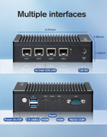 PC Pare-feu Industriel Sans Ventilateur F12 Intel N3710 Quad Core 4 Ports Ethernet Double Affichage Pfsense OPNSense Ubuntu Centos