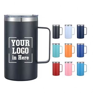 24 oz Coffee <b>Mug</b> Stainless Steel Double Wall Vacuum Insulated Tumbler with Handle, Lid - Product Image 1