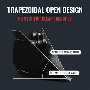 Bêche de tranchage trapézoïdale robuste ZB pour excavatrice Kubota John Hitachi 1-5 tonnes, en acier au manganèse épaissi, noir/jaune - Product Image 5