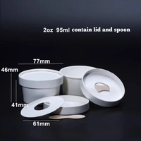 Gobelet en papier rond écologique jetable et recyclable pour crème glacée avec couvercle et cuillère en bois pour l'emballage de desserts glacés