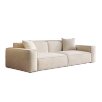 Sofa Minimalis Modern Kulit Anti Gores Bentuk Blok Tofu, Furnitur Ruang Tamu Mewah untuk Apartemen Kecil, Model Selebgram
