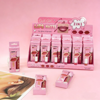 GULF GIRL Kit de Rouge à Lèvres Mat et Crayon à Lèvres Imperméable Longue Tenue, Couleur Nude, Anti-transfert, Emballage Rose