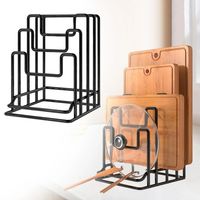 Support de rangement pour planches à découper en métal avec porte-couvercles pour comptoir de cuisine, organisateur gain de place pour planches en bois et couvercles de casseroles