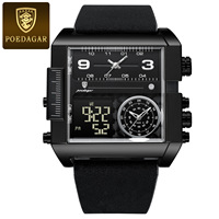 Montre chronographe à quartz Poedagar 997 pour homme, bracelet en cuir de haute qualité, étanche, lumineuse, calendrier, sport, luxe, montre-bracelet pour homme