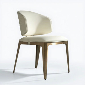 Silla de Comedor Moderna de Terciopelo, Tapizada, con Reposabrazos, Patas de Metal, Estilo Nórdico, para Restaurante y Hotel - Product Image 1