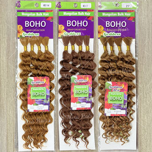 Lot de 4x 157g <span class=keywords><strong>Cheveux</strong></span> à tresser Deep Wave sans trame, bouclés, blond platine, effet mouillé et ondulé, extensions de <span class=keywords><strong>cheveux</strong></span> tressés - Product Image 2