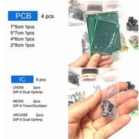Kit d'assortiment de composants électroniques 1818 pièces, résistance, condensateur, LED, transistor, PCB pour prototypage électronique, réparation DIY
