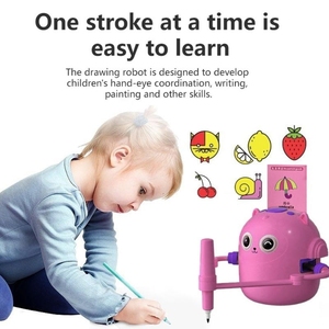 Jumon Cartoon <b>Cat</b> Face Drawing Robot Educational Kids Doodle Bot Toy 100 Word Cards Plug-in Cards 16 Color <b>Pens</b> JET-107E - Product Image 2