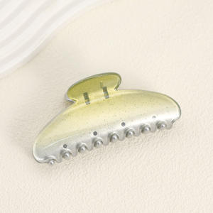 Pince à cheveux requin demi-ronde 11 cm en PC rose dégradé scintillant pour femme, usage quotidien décontracté - Product Image 4