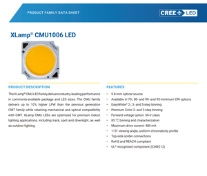 หลอดไฟ LED Pro9 COB LED Chip รุ่น CMU1006 ขนาด 9.8 มม. LES 170lm/W 36V มุมกระจายแสง 115 องศา ประสิทธิภาพสูง ราคาดีที่สุด - Product Image 2