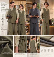 Veste de chef Yilong légère en sergé, manches longues, fermeture boutonnée, respirante, uniforme de cuisine, coupe simple et ample, pour restaurant et restauration