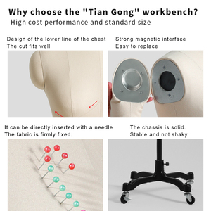 <span class=keywords><strong>Mannequin</strong></span> de modèle de <span class=keywords><strong>couture</strong></span> réglable de style support pour femme avec des caractéristiques de tête et de bras pour adultes en tissu - Product Image 5