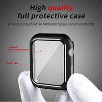 Pelindung kaca Tempered 3D 360 derajat, PC keras dengan layar bawaan untuk Apple Watch 44mm tahan air dan fungsi antigores