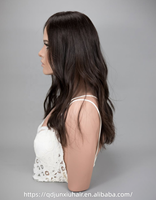 Topper en dentelle de luxe en cheveux humains vierges européens, à nœuds invisibles, lisse, noir naturel, sans colle, Topper casher juif pour femmes