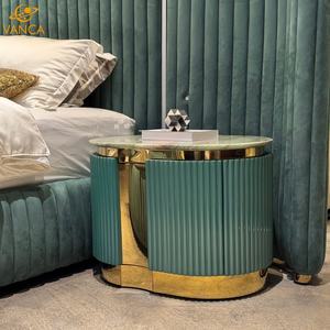 Juego de cama abombada popular al por mayor, muebles de dormitorio de diseño, cama de cuero de tela verde, gran oferta, marco de cama King moderno para hotel para el hogar - Product Image 6