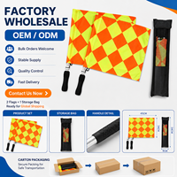 Drapeaux d'arbitre en acier inoxydable et mousse ABS à motif quadrillé, faciles à transporter pour les matchs de football