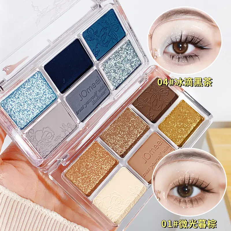 JOmeel Hot sales Pearlescent Matte Earth Color Student Fair Price Makeup Spring and Flower Wild Six Color eye shadow Plate