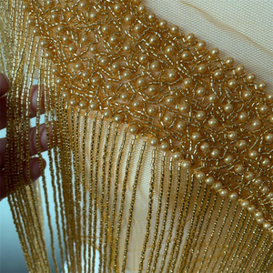 <span class=keywords><strong>Collar</strong></span> de Cristal con Pedrería Bordada para Boda, Dorado y Plateado, de una Sola Cara, Apliques para Manualidades - Product Image 6