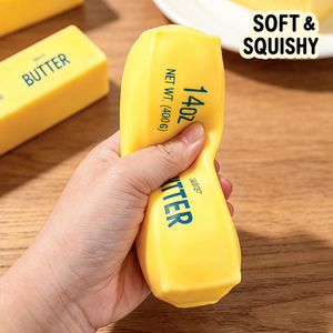 Butter Bar <b>Squishy</b> Toy TPR Material Soft Squeeze Desktop Fidget Stress Relief Sensory Toy Realistic Butter Shape Girls Boys - Product Image 5