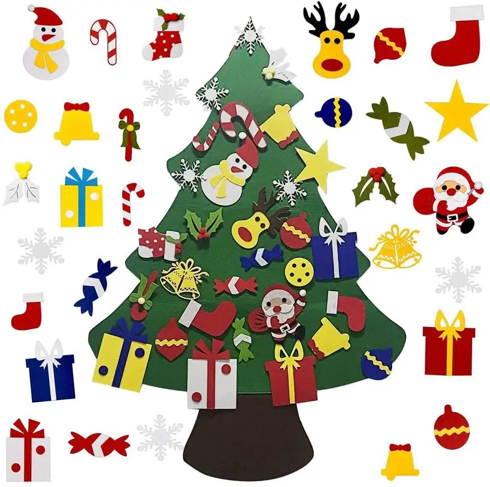 Home Decoration Felt Christmas Tree Christmas Tree Ornaments Kids New Year Door Wall Ornaments Christmas Tree