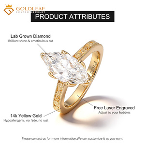 Anillo Grabado con Diamante Marquise de 2, 3, 4, 5 Quilates, Oro de 14K, Color D, Claridad VS1, Ideal para Regalo, Conmemoración, Boda, Uso Diario - Product Image 5