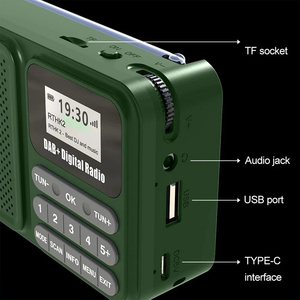 Portatile DAB/DAB + Radio digitale con Display LCD pannello solare FM BT funzione di torcia Wireless TF Card <span class=keywords><strong>USB</strong></span> Flash Drive di supporto - Product Image 6