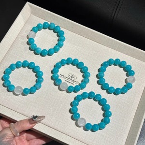 <span class=keywords><strong>Bracciale</strong></span> blu Amazonite <span class=keywords><strong>Tiffany</strong></span> ispirato all'era glaciale-pietra portafortuna con perline, monofilo, Design minimalista da donna - Product Image 3