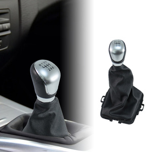 Pomo de Palanca de Cambios de 6 Velocidades Plateado con Funda de Cuero PU Negra para <span class=keywords><strong>Ford</strong></span> <span class=keywords><strong>Ecosport</strong></span> 2012-2022, Accesorios para Automóviles - Product Image 1