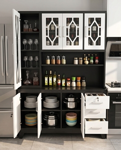 Mueble <span class=keywords><strong>de</strong></span> Cocina Metálico Independiente, Impermeable, Organizador <span class=keywords><strong>de</strong></span> Platos <span class=keywords><strong>para</strong></span> Cocina y Sala <span class=keywords><strong>de</strong></span> Estar, Estante <span class=keywords><strong>de</strong></span> Almacenamiento con <span class=keywords><strong>Puertas</strong></span> <span class=keywords><strong>de</strong></span> Vidrio - Product Image 3