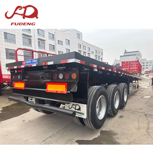 Semi-remorque à plateau plat en acier noir à 3 essieux Fudeng personnalisable, suspension mécanique, charge utile maximale <span class=keywords><strong>de</strong></span> 60 tonnes pour le <span class=keywords><strong>transport</strong></span> - Product Image 3