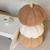 Coussin décoratif en polaire Teddy en forme de citrouille, garnissage en coton PP, style pastoral, créatif, pour canapé de salon, bureau et maison