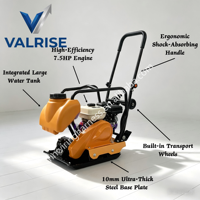Compacteur à plaques Whacker 75 kg avec réservoir d'eau et roues pliables pour allées en asphalte, passerelles et usines de béton
