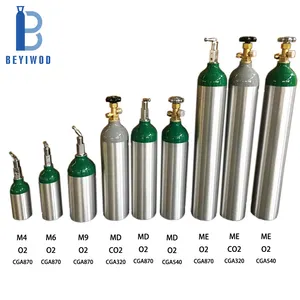 Bombola di gas di alluminio del cilindro di gas di alluminio del CE/TPED/DOT 0.6L/1L/2L/5L/10L/15L/20L/40L bombola di gas dell'ossigeno/co2