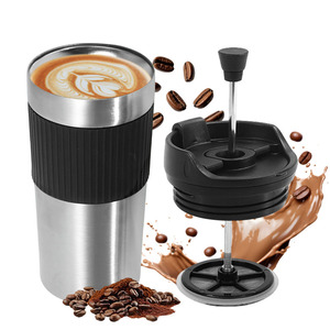 Gobelet de voyage <span class=keywords><strong>isotherme</strong></span> à double paroi en acier inoxydable personnalisé de 450 ml, tasse à café, presse française, <span class=keywords><strong>cafetière</strong></span> à piston, préparation manuelle du café - Product Image 1