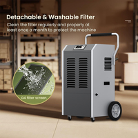 Déshumidificateur industriel 138L/jour 220V, déshumidificateur commercial pour sous-sol et entrepôt, affichage intelligent, contrôle automatique, dégivrage automatique