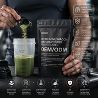 Poudre de matcha aux champignons non-OGM certifiée ISO, alternative au café, antioxydant, énergie propre, boisson à base de plantes, marque privée