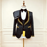 Costume homme sur mesure fait main avec strass et sequins, 3 pièces, veste à simple boutonnage, gilet et pantalon, smoking de luxe pour mariage et cérémonie