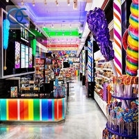 Centre commercial coloré magasin de bonbons meubles boutique de chocolat vente en gros raccords présentoir en bois personnalisé décoration boutique de bonbons
