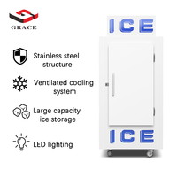 Armoire de stockage de glace à deux portes à température unique GRACE, refroidissement direct, acier inoxydable/plastique antirouille, utilisation en restauration